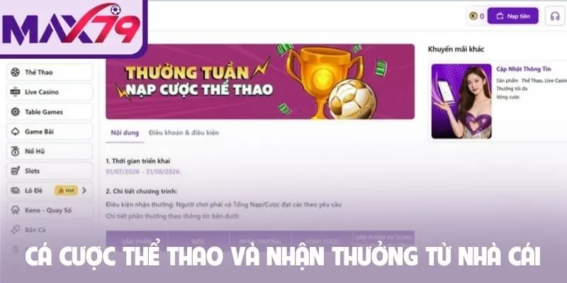 Cá cược thể thao và nhận thưởng khủng từ nhà cái