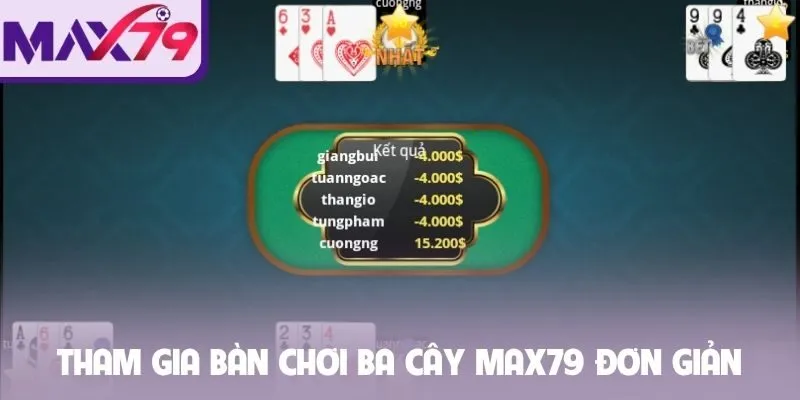 Tham gia bàn chơi ba cây Max79 đơn giản